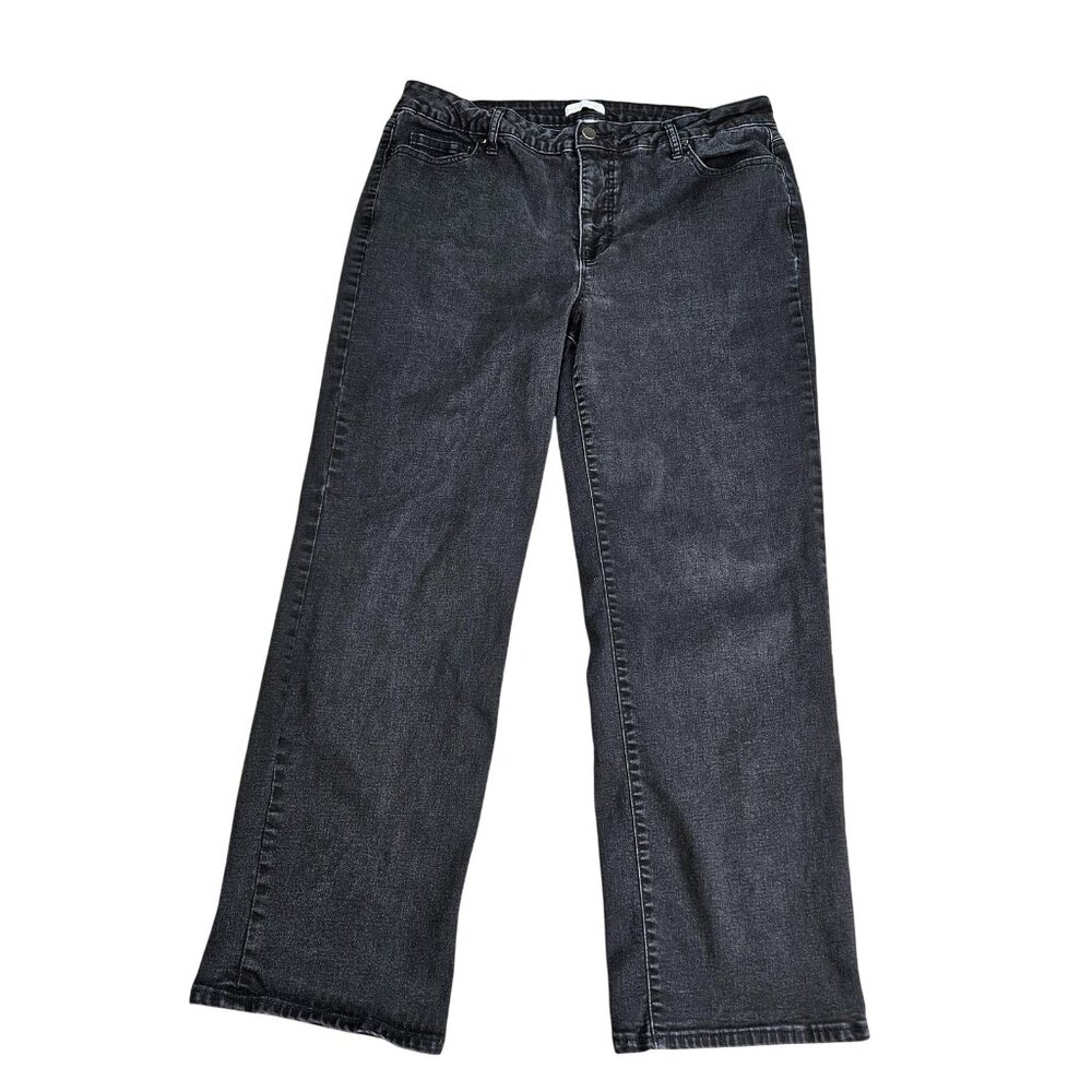 Westport 1962 W62 Straight Jeans Womens 16 Gray Charcoal Wash High‎ Rise Stretch